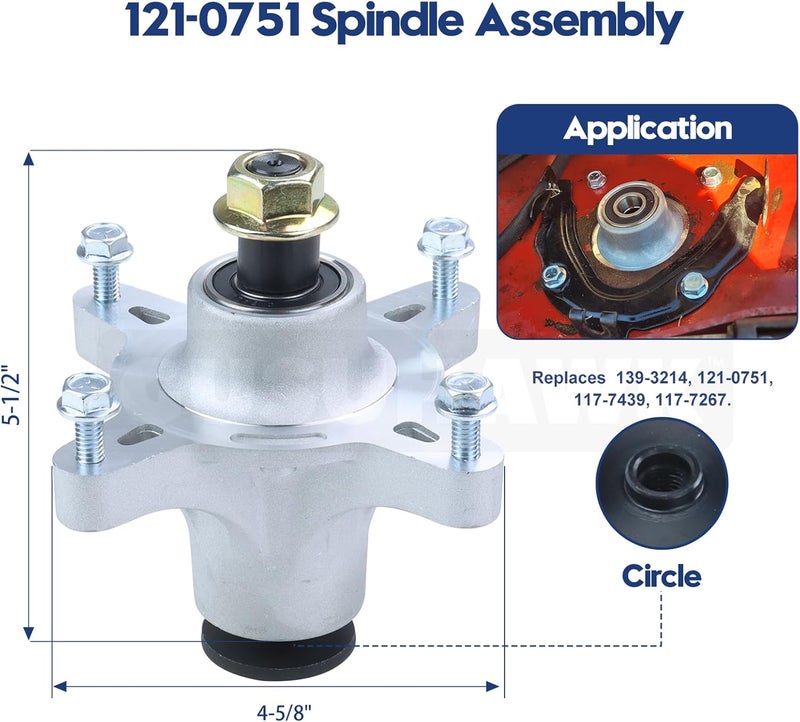 GUSUHAWK 2 Pack 139-3214 Spindle Assembly with 119-8819 Belt Replaces Toro 139-3214, 121-0751, 117-7439, 117-7267 for Toro TimeCutter SS4200, SS4225, SS4235, SW4200, 4200, 4225, MX4250, MX4260 Mowers - Image 3